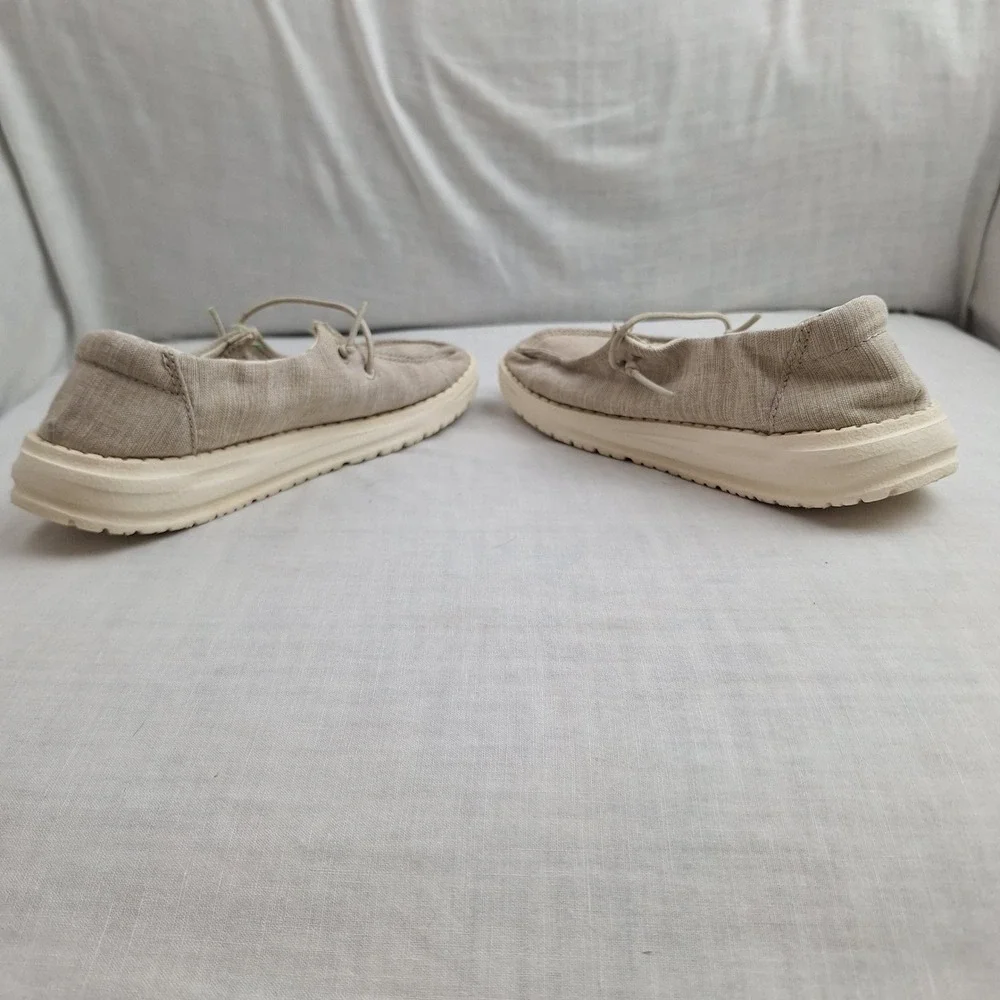 Cottagecore Boho Bohemian Hey Dude Linen Beige K13 Slip On Wendy Youth Kids